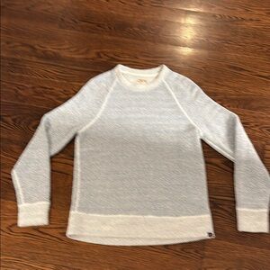 Faherty Light Blue & White Crewneck Knit Sweater